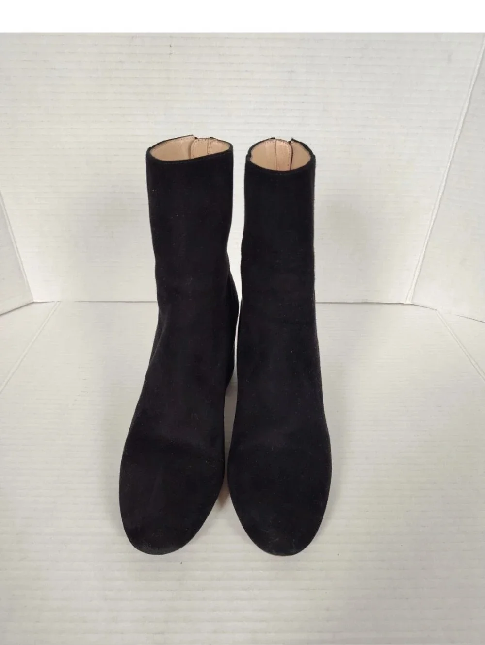 J.Crew Sadie Black Suede Block Heel Ankle Boots K0055 Almond Toe Womens 8.5